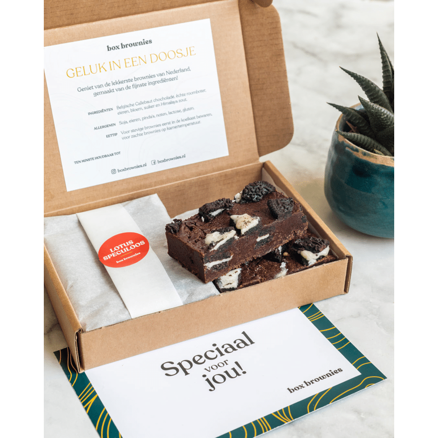 Brownies als brievenbuscadeau voor Oma Brievenbuscadeau Brownies