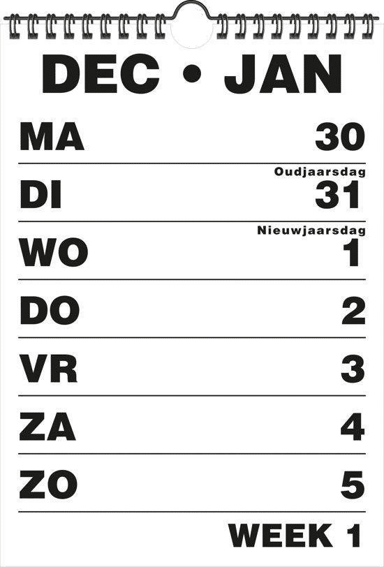 Kalender met extra grote letters en cijfers grootletterkalender - cadeau oma 85 jaar