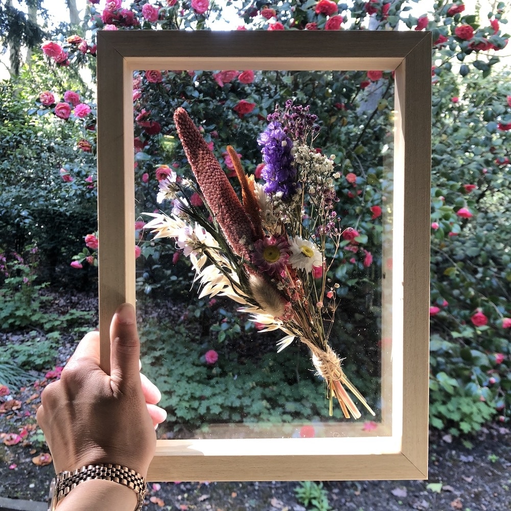 Ingelijst bloemenboeket bloemencadeau - cadeau voor oma
