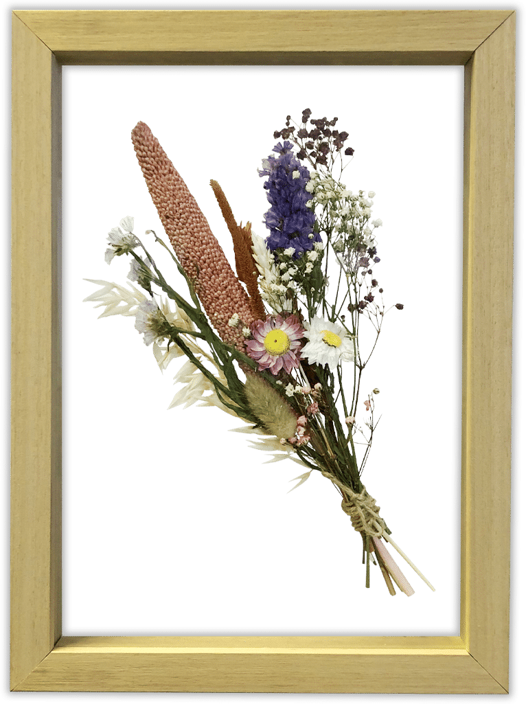 Bloemenboeketje in lijst ingelijst droogboeket - cadeau vrouw 80 jaar