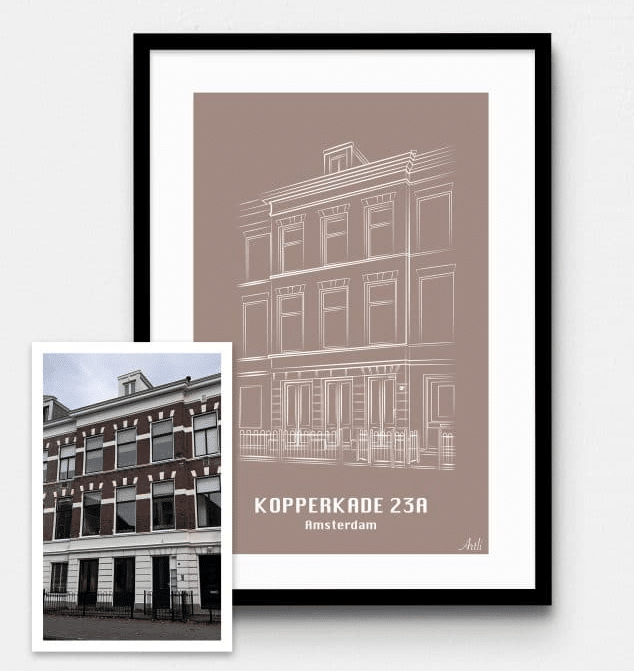 Cadeau verhuizen: tekening van je huis Cadeau voor de housewarming - huisportret - illustratie van je huis