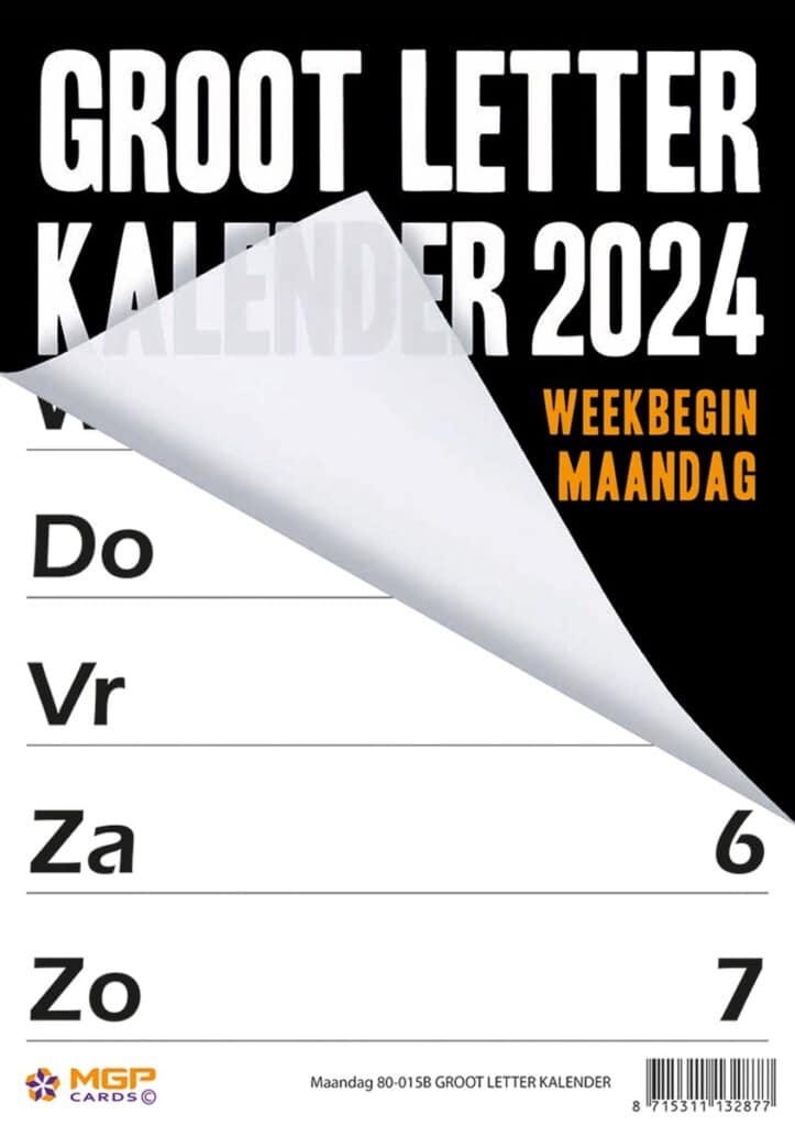 kalender extra grote letters cijfers