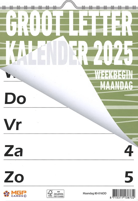 cadeau voor senioren - grootletter kalender