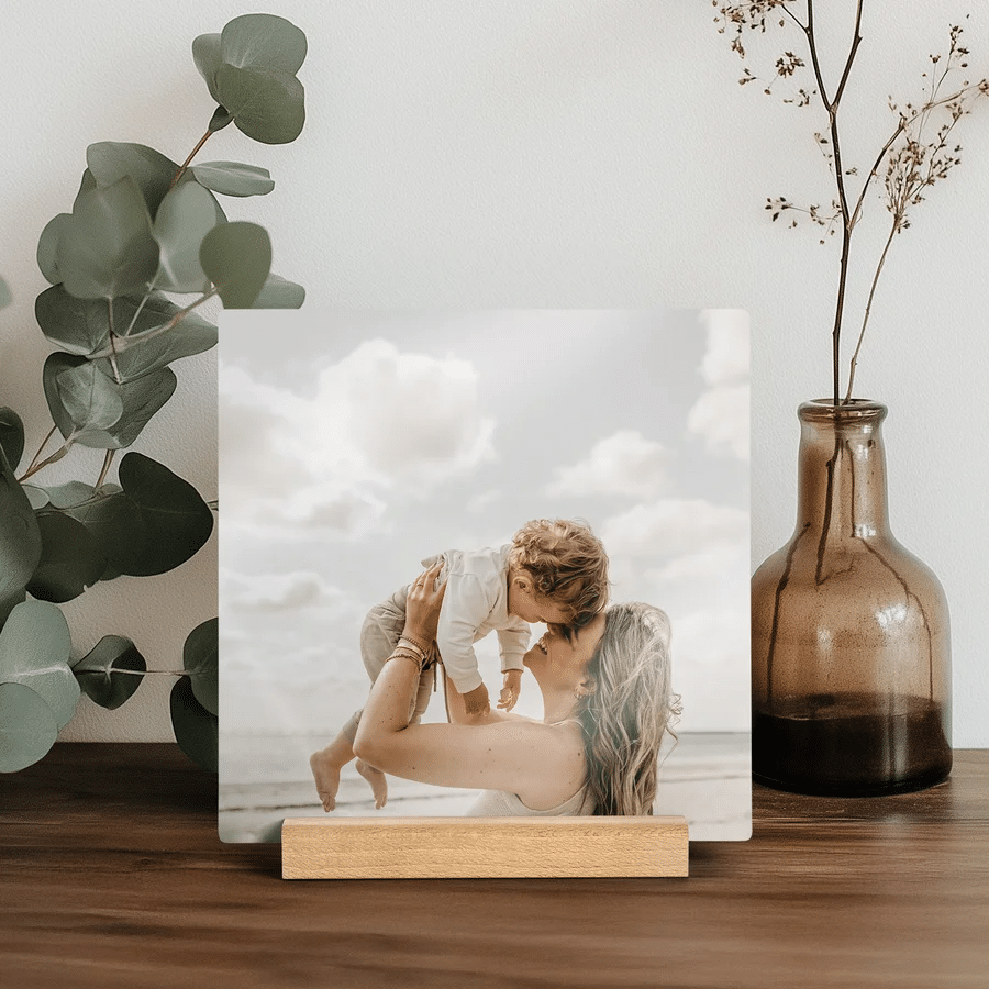 Foto op hout houten fototegel - moederdagcadeau voor Oma