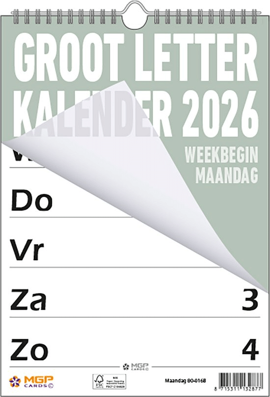 cadeau voor senioren - grootletter kalender