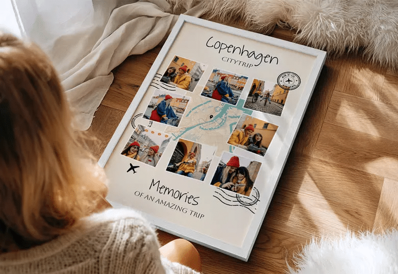 Pepersonaliseerde poster met plattegrond en foto's gepersonaliseerde poster met plattegrond en foto's