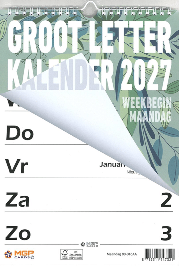 cadeau voor senioren - grootletter kalender