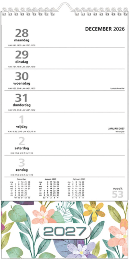 kalender met extra grote letters cijfers
