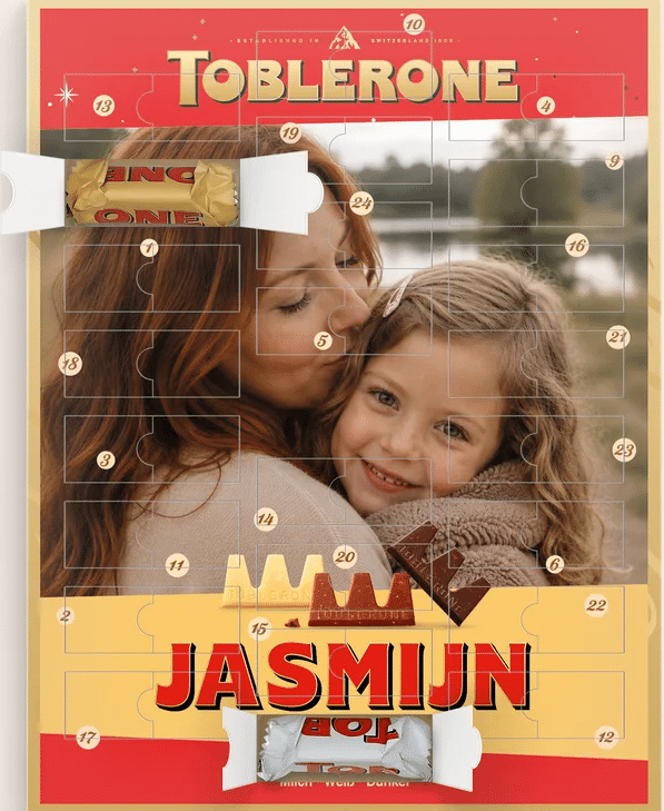 adventskalender met chocolade en foto - cadeau voor oma